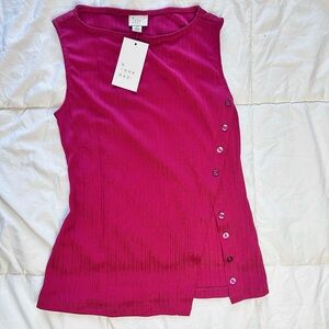 a new day Wine Colored Sleeveless Asymmetrical Tank Top with buttons XS